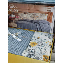 Постільна білизна літня Bio Cotton Mavi Ранфорс (покривало вафельне) Євро розмір