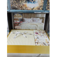 Постільна білизна літня Bio Cotton Krem Ранфорс (покривало вафельне) Євро розмір