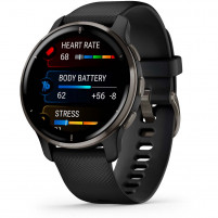 Смарт-годинник Garmin Venu 2 Plus Slate Stainless Steel Bezel with Black Case and Silicone Band (010-02496-11)